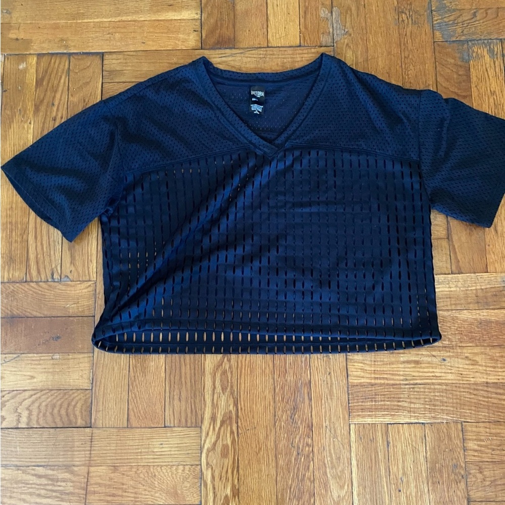 Victoria Sport Crop Jersey - Short Sleeve - Black - Size M